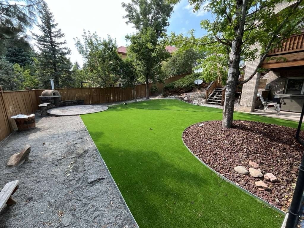 Backyard with Artificial Turf and Patio — Yardage Outdoor Living